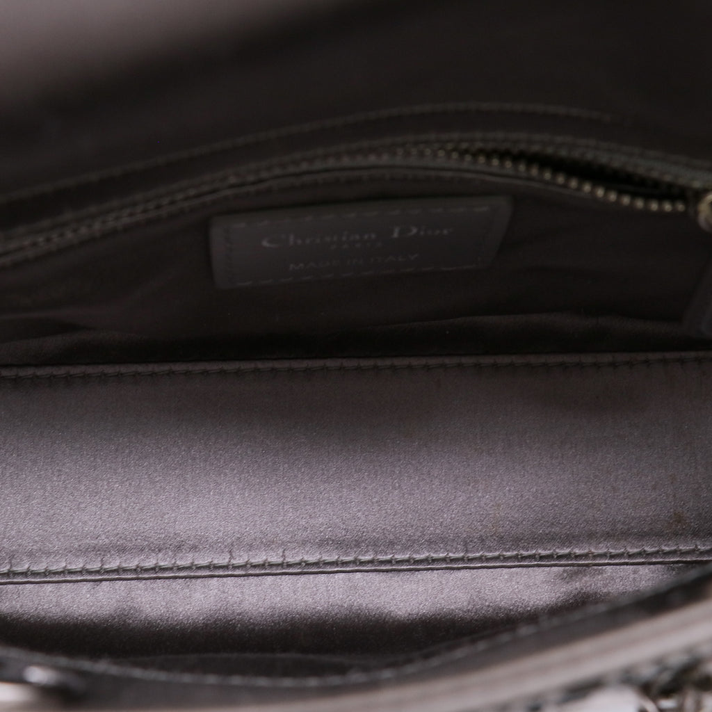 Christian Dior Mini Lady Dior Bag in Gray Strass Cannage Satin Twins LDJ5671