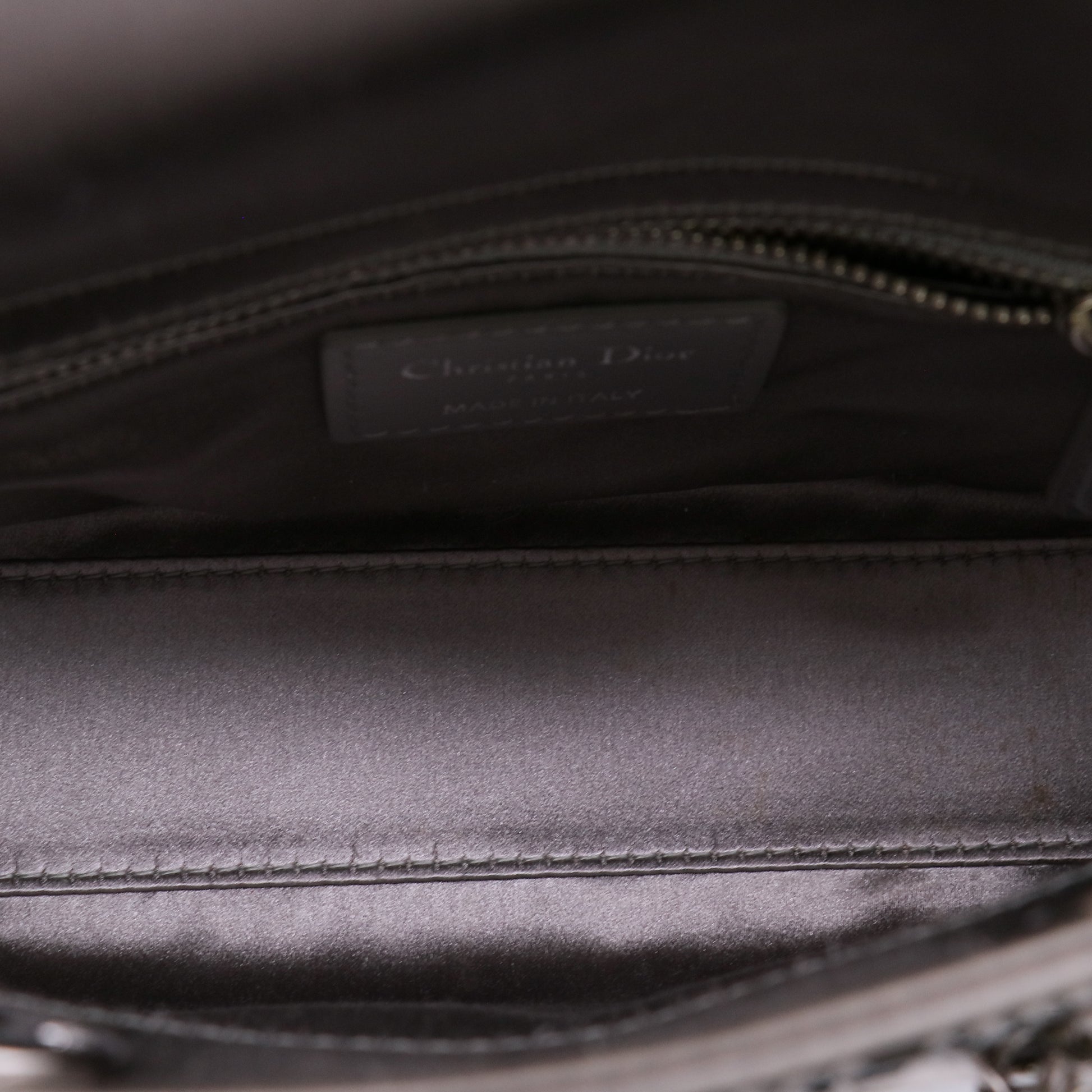 Christian Dior Mini Lady Dior Bag in Gray Strass Cannage Satin Twins LDJ5671