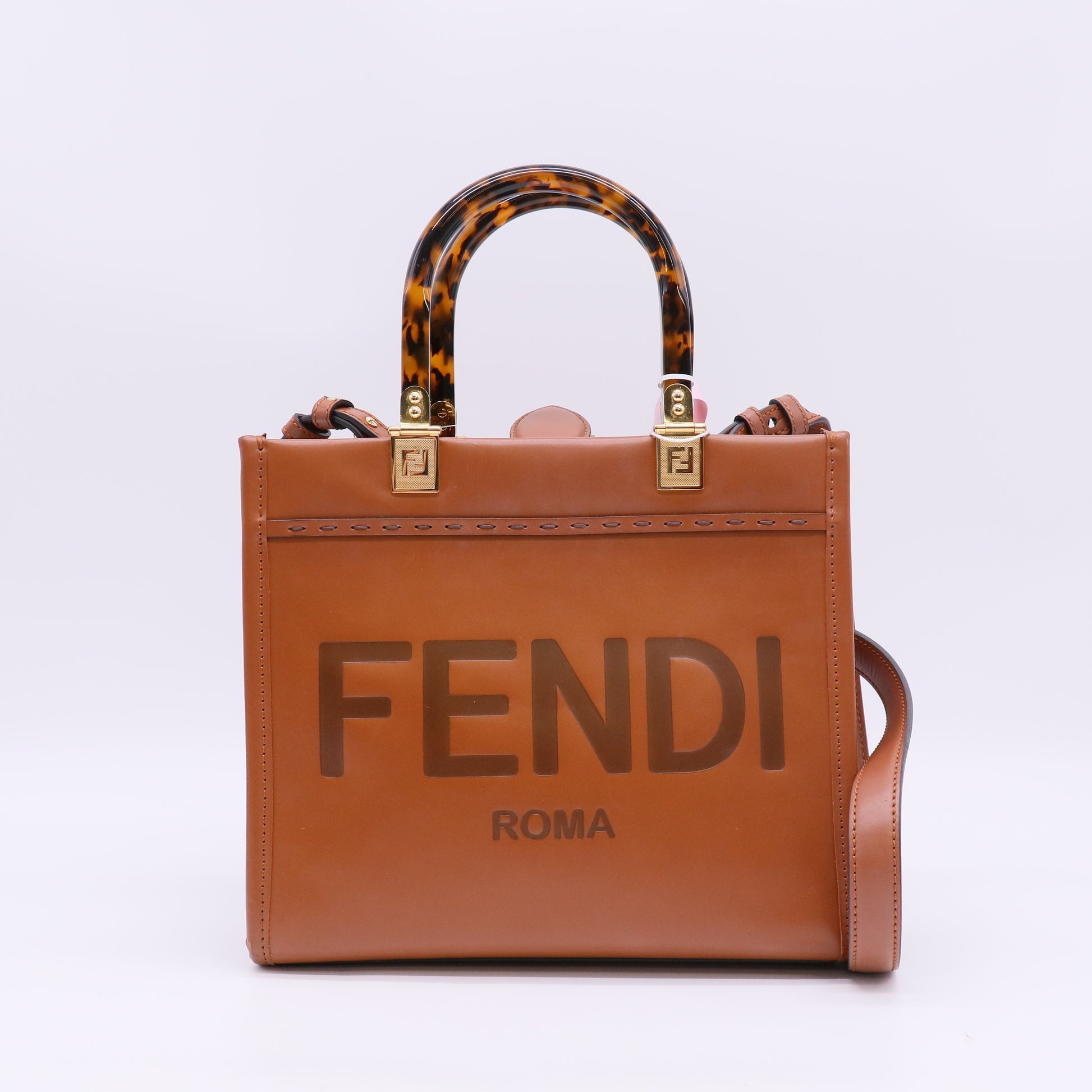 Fendi Sunshine Small Shopper Tote in Cuoio Leather LDJ5682