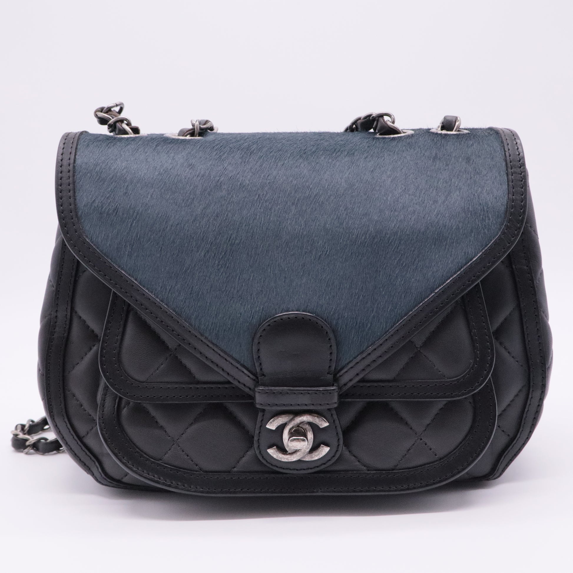 Saddle Bag Quilted Calfskin and Pony Hair Medium