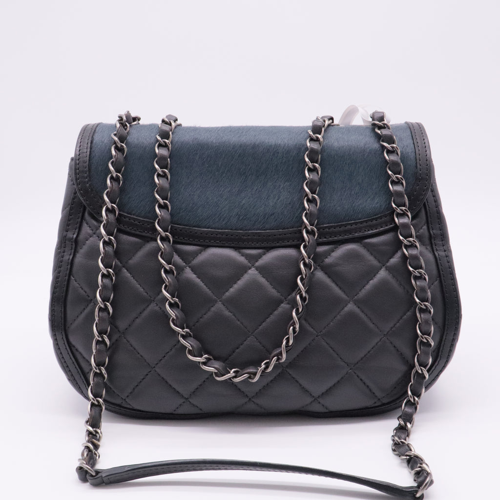 Saddle Bag Quilted Calfskin and Pony Hair Medium