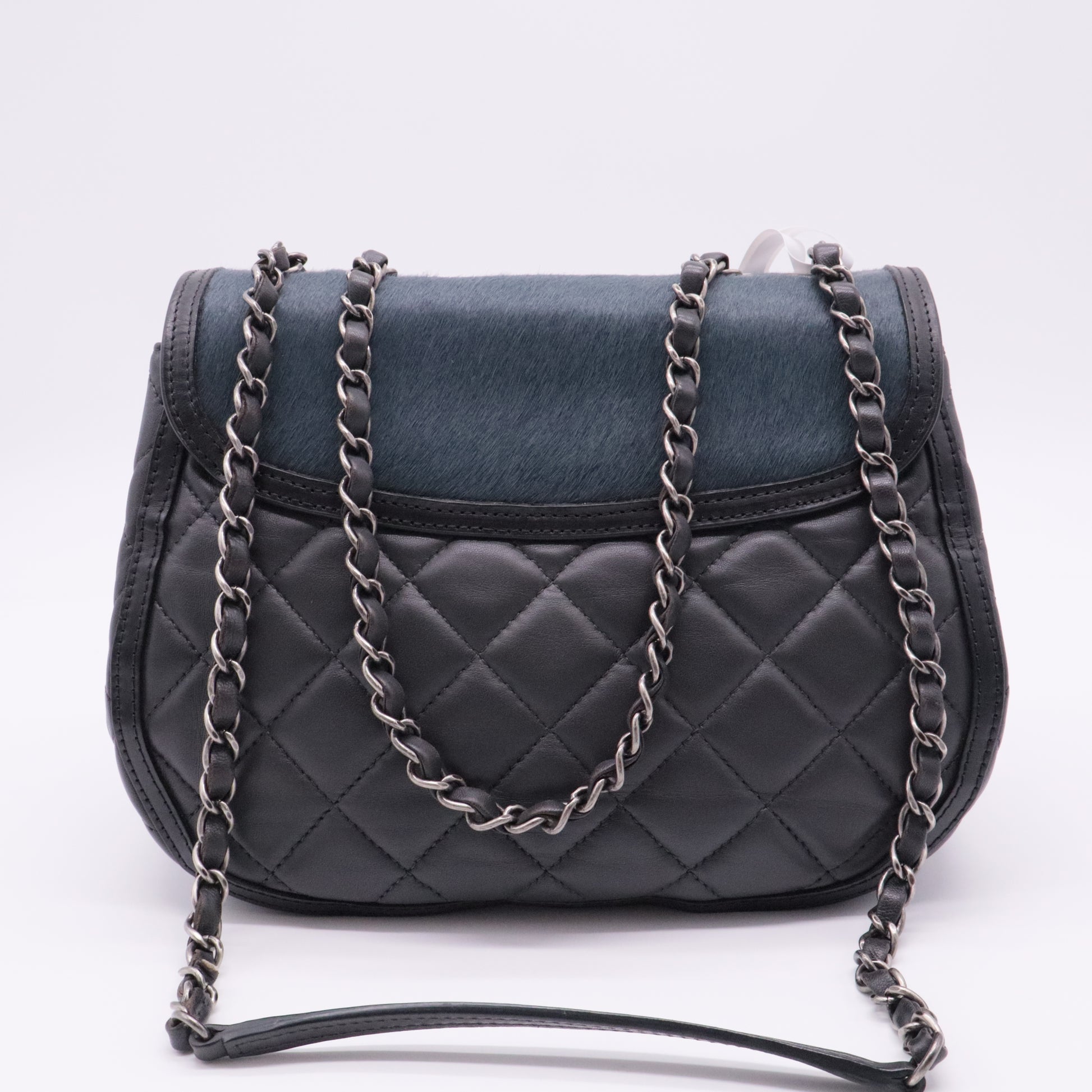 Saddle Bag Quilted Calfskin and Pony Hair Medium