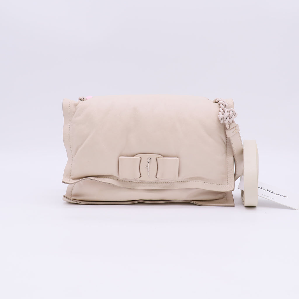 Salvatore Ferragamo Viva Bow Medium Padded Leather Shoulder Bag Twins LDJ5657