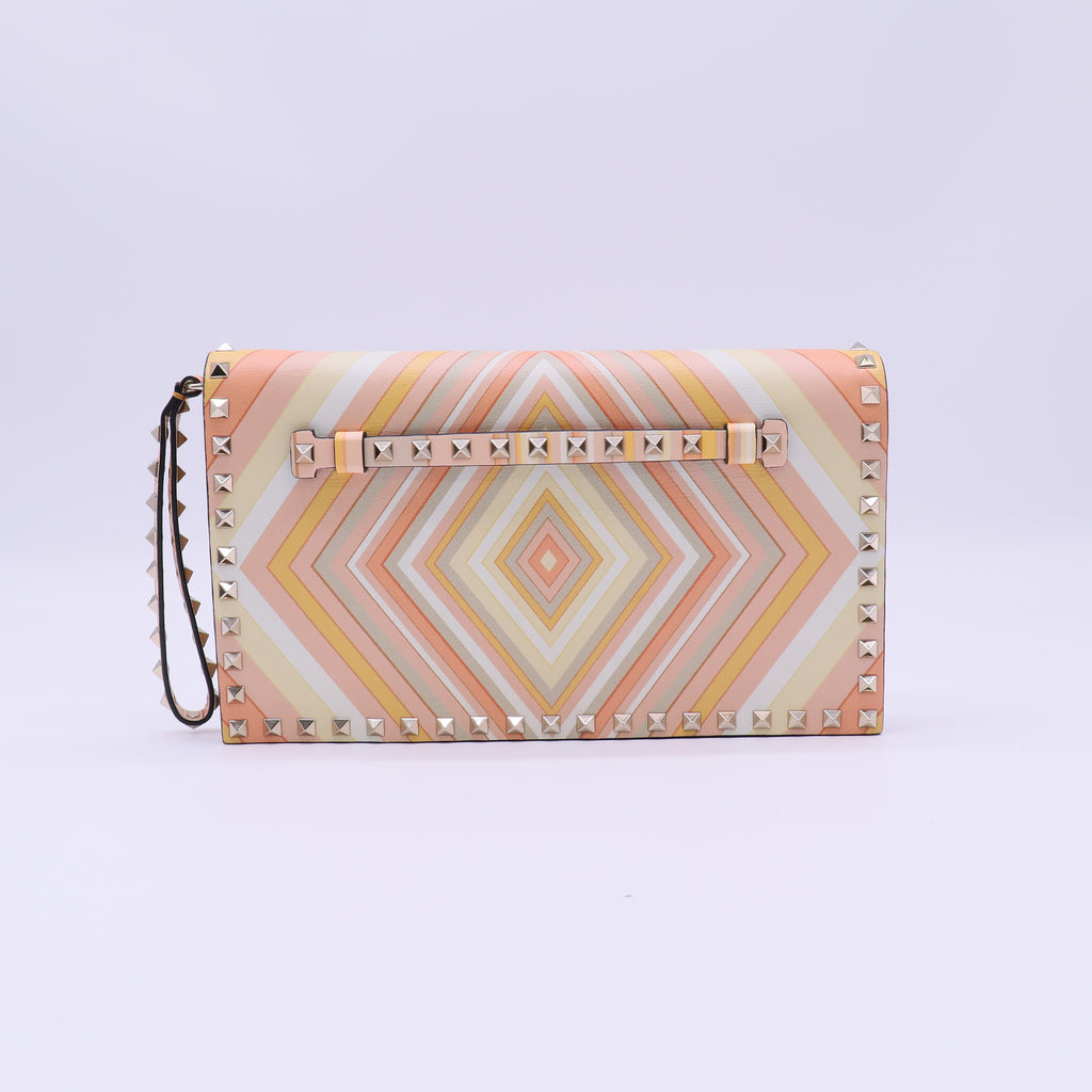 Valentino Garavani Rockstud Chevron Flap Clutch W21764