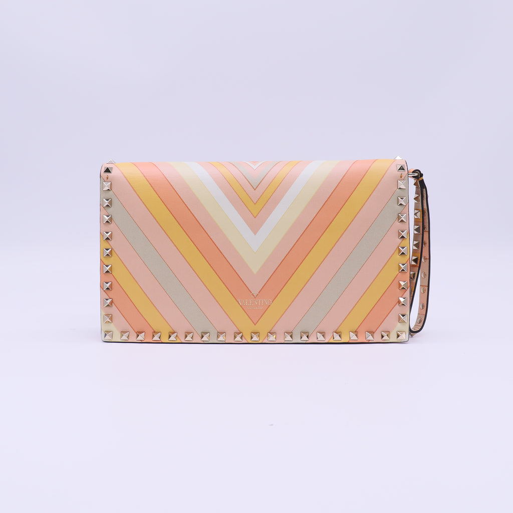 Valentino Garavani Rockstud Chevron Flap Clutch W21764
