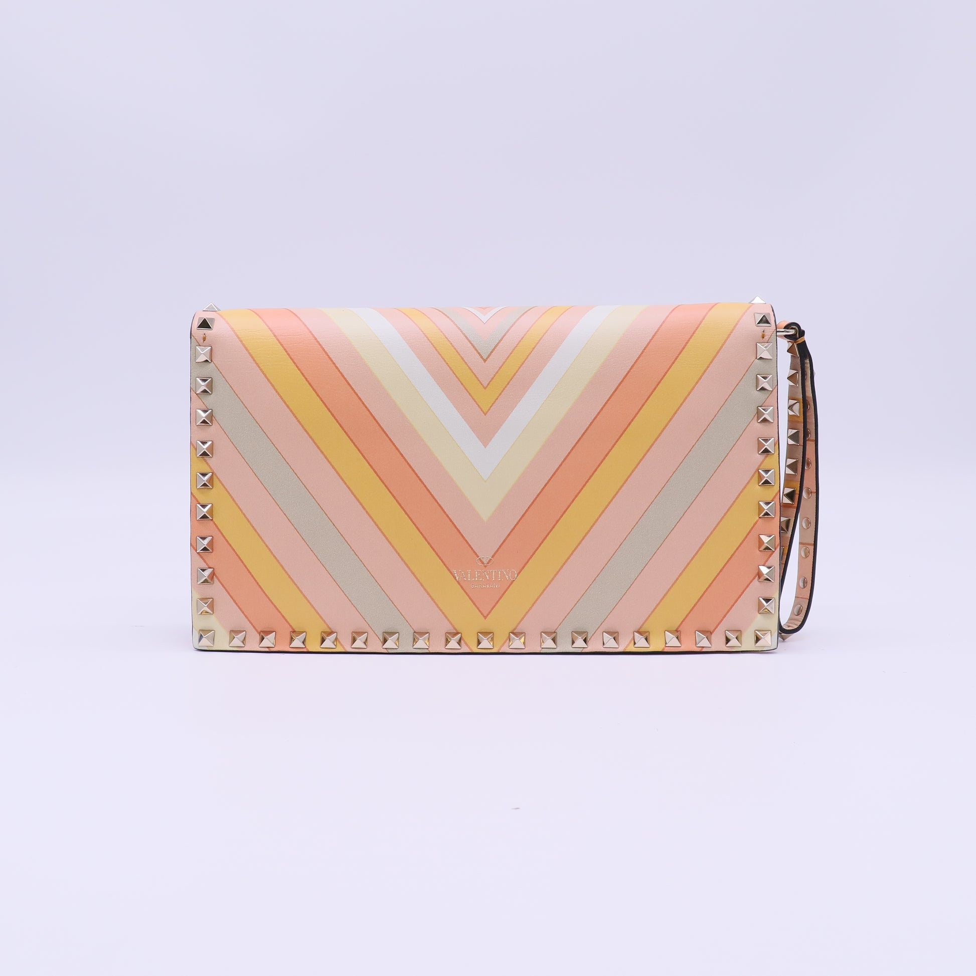 Valentino Garavani Rockstud Chevron Flap Clutch W21764