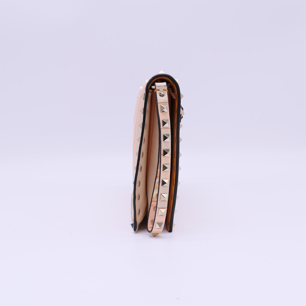 Valentino Garavani Rockstud Chevron Flap Clutch W21764