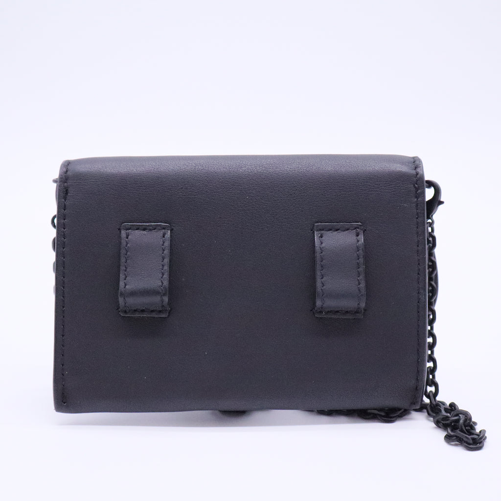 Ultra Matte Calfskin Nano Saddle Chain Pouch Black