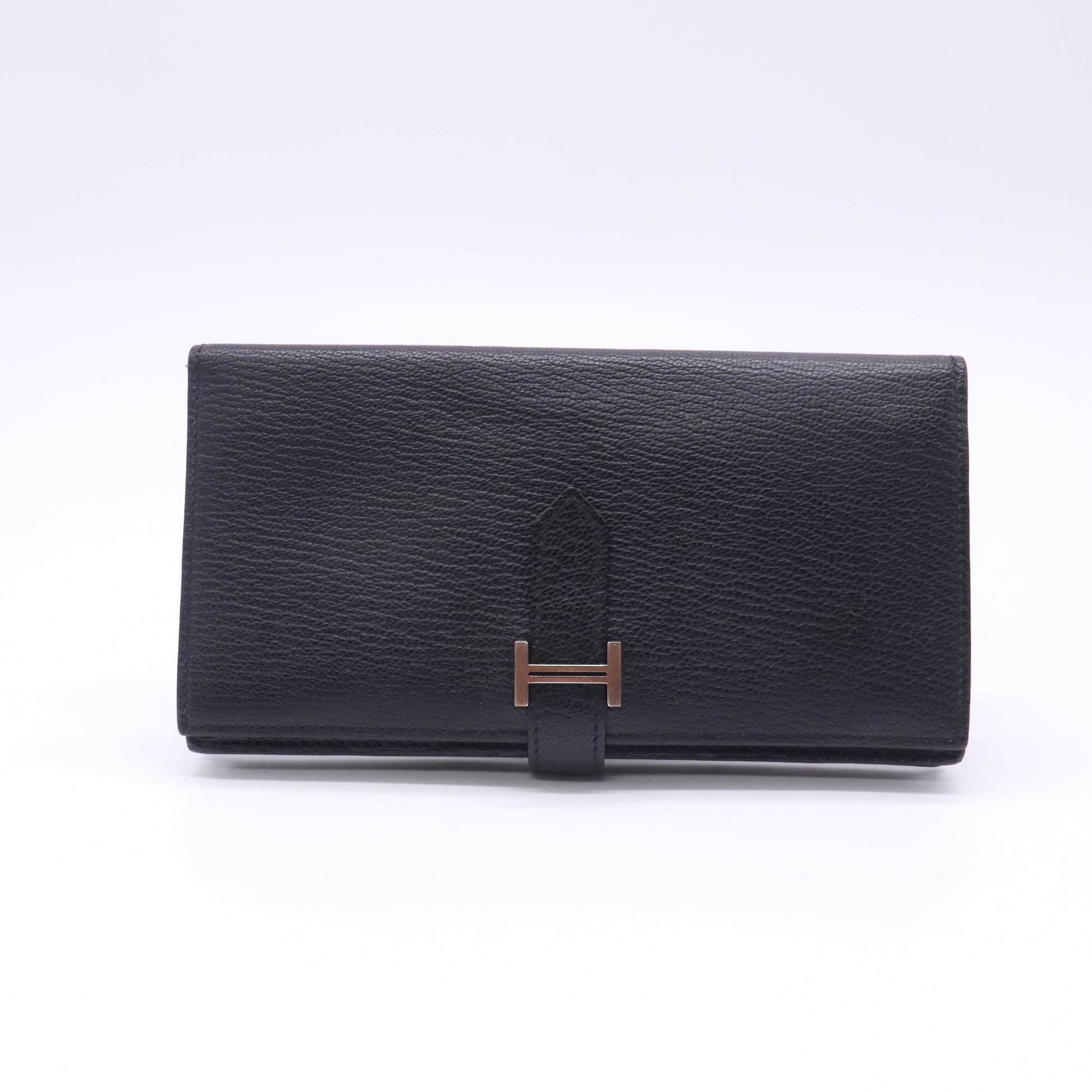 Hermes Bearn Soufflet Long Wallet Black twins W22740