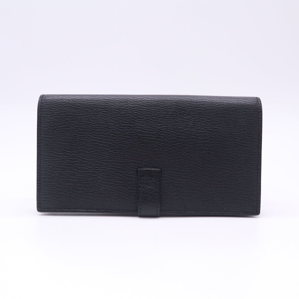 Hermes Bearn Soufflet Long Wallet Black twins W22740