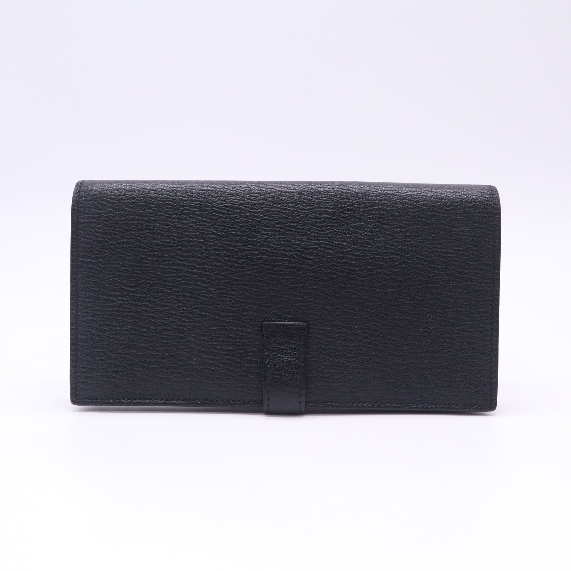 Hermes Bearn Soufflet Long Wallet Black twins W22740