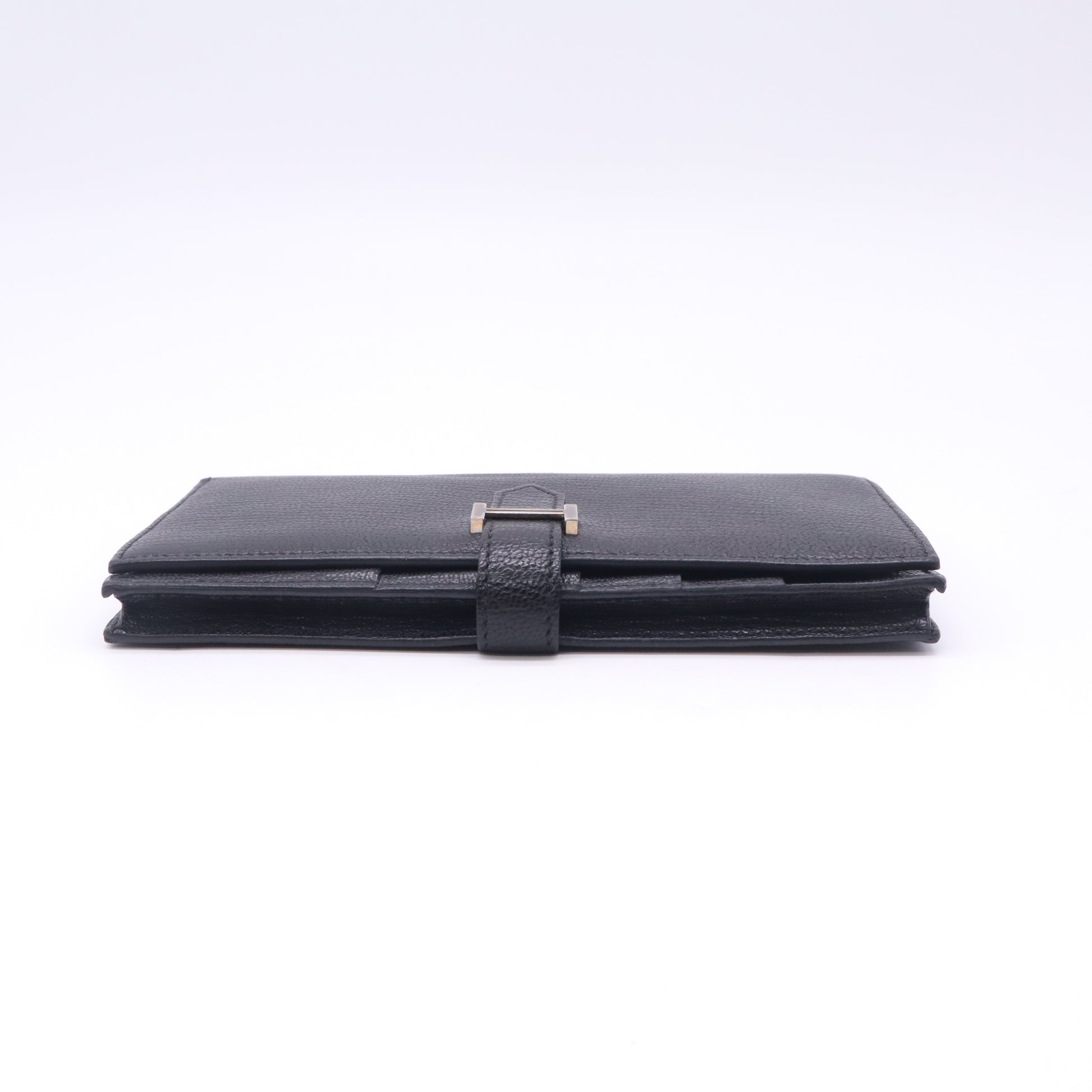 Hermes Bearn Soufflet Long Wallet Black twins W22740