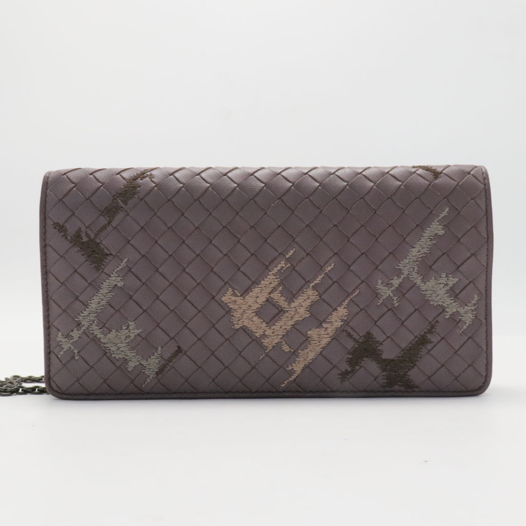 Intrecciato Embroidered Chain Wallet / Flap Bag