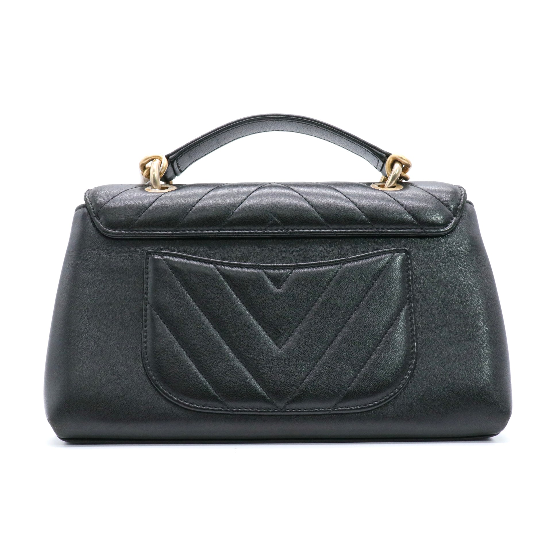 Chevron Stitched Chain Top Handle Flap Bag Twins