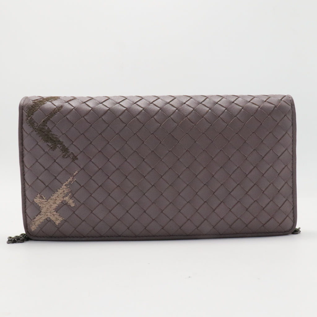 Intrecciato Embroidered Chain Wallet / Flap Bag