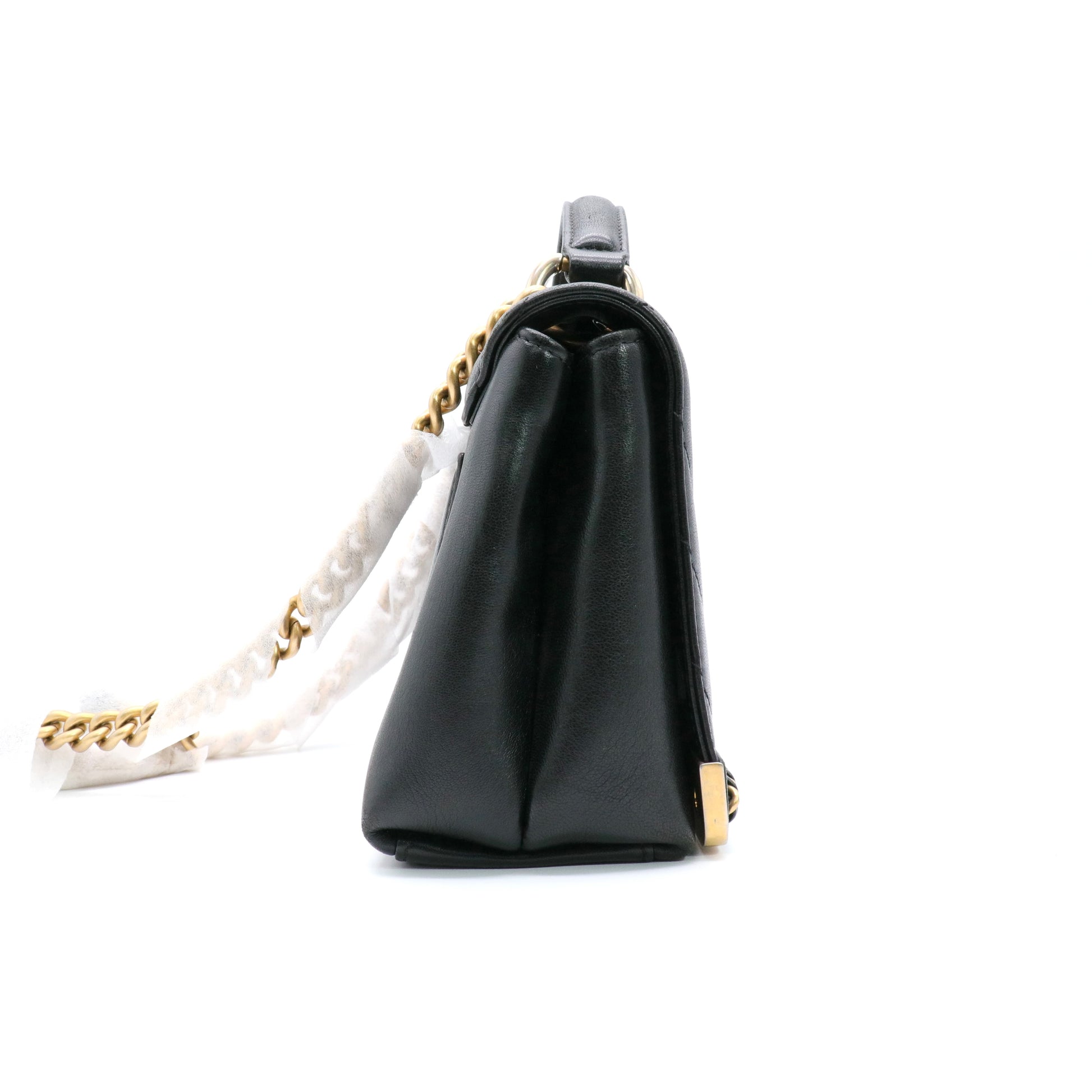 Chevron Stitched Chain Top Handle Flap Bag Twins