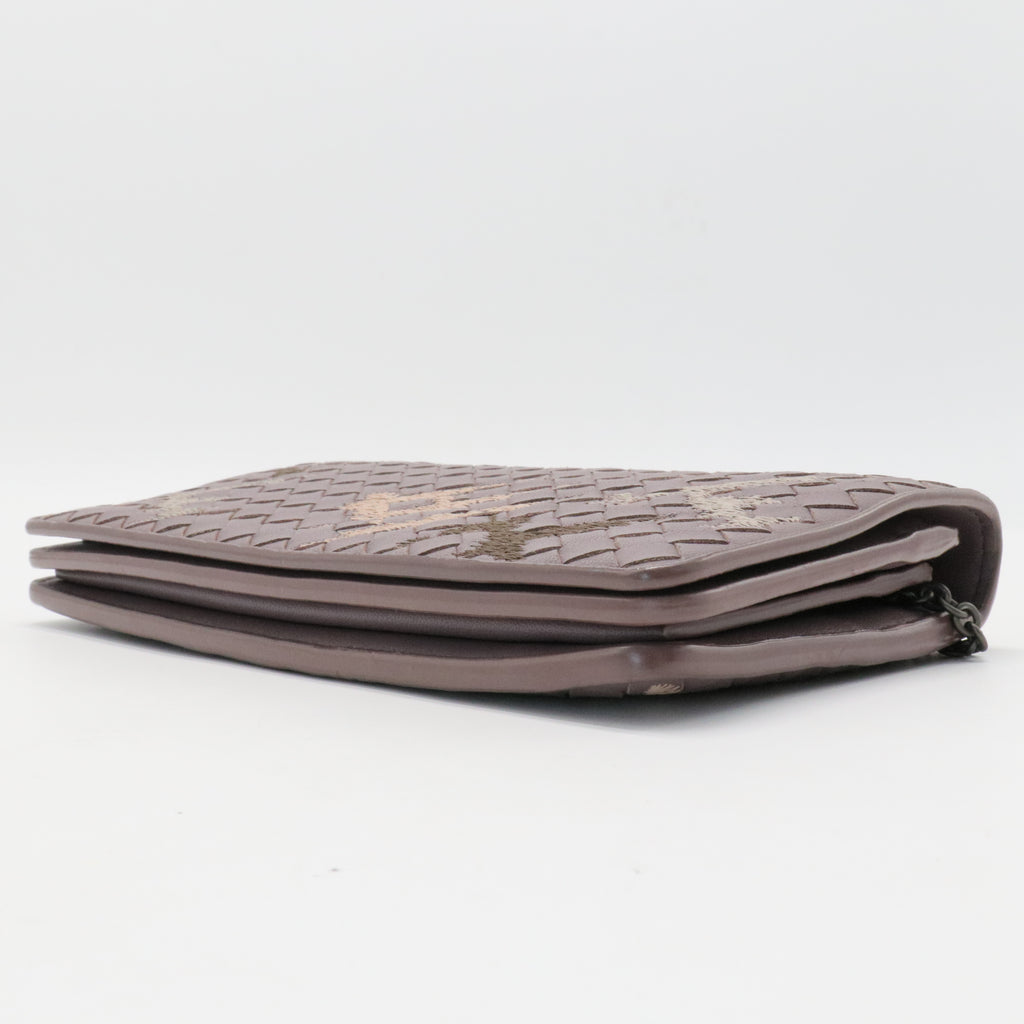 Intrecciato Embroidered Chain Wallet / Flap Bag