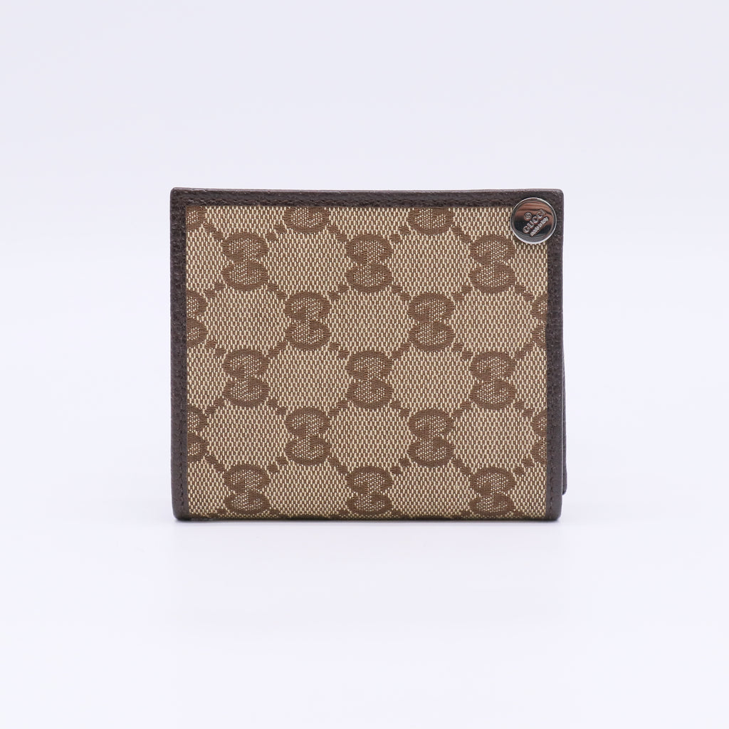 GG Canvas Beige Dark Brown Bifold Wallet W22650