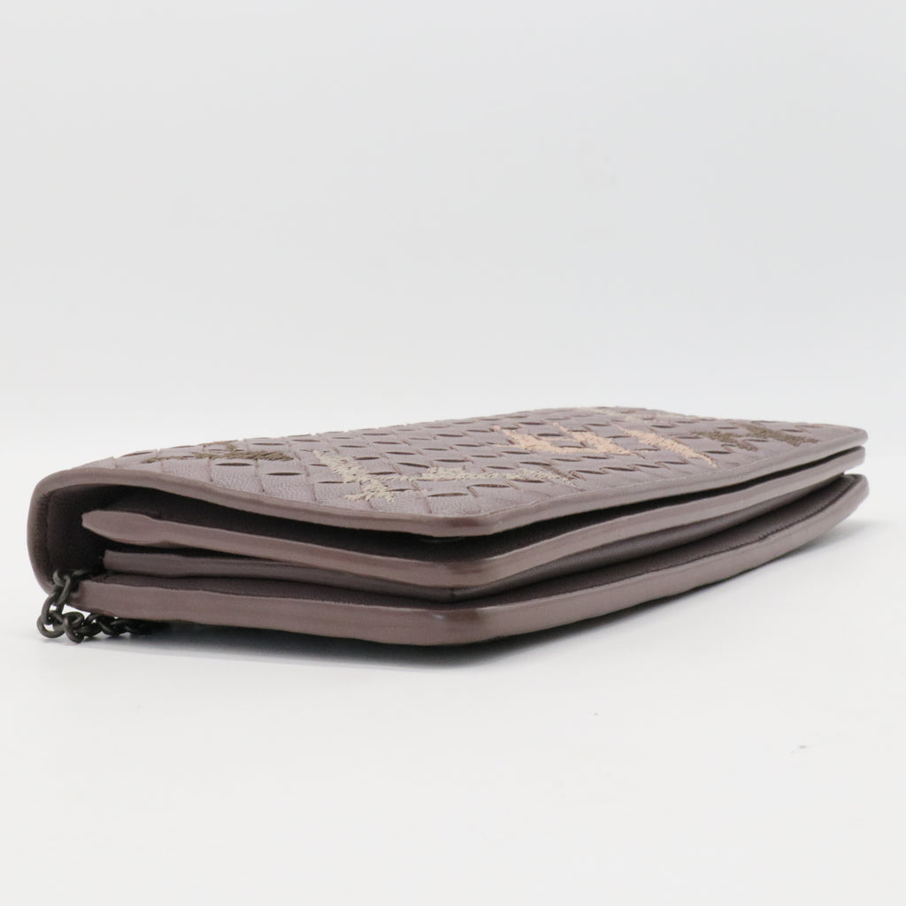 Intrecciato Embroidered Chain Wallet / Flap Bag