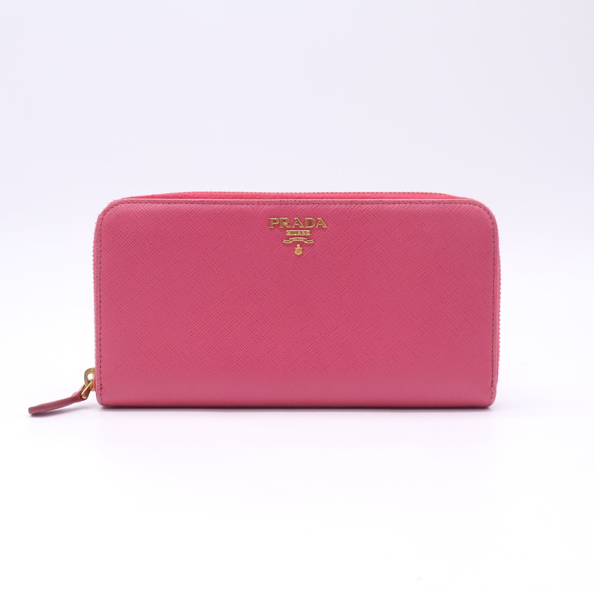 Prada Peonia Saffiano Metal Leather Zip Wallet Twins W22689