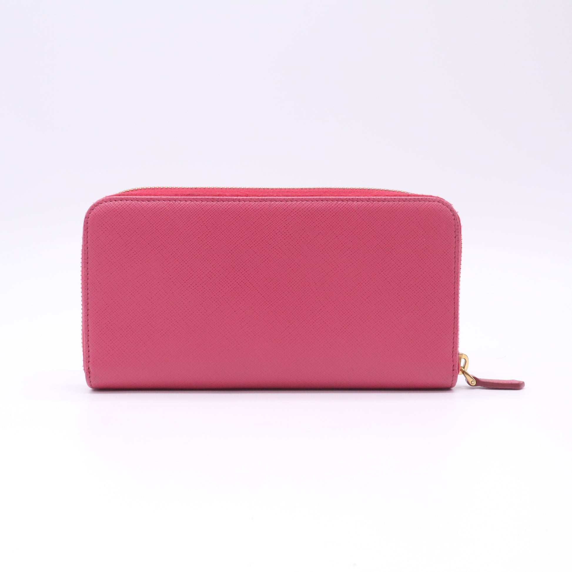 Prada Peonia Saffiano Metal Leather Zip Wallet Twins W22689
