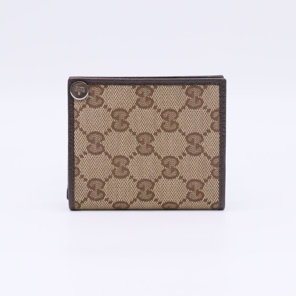 GG Canvas Beige Dark Brown Bifold Wallet W22650