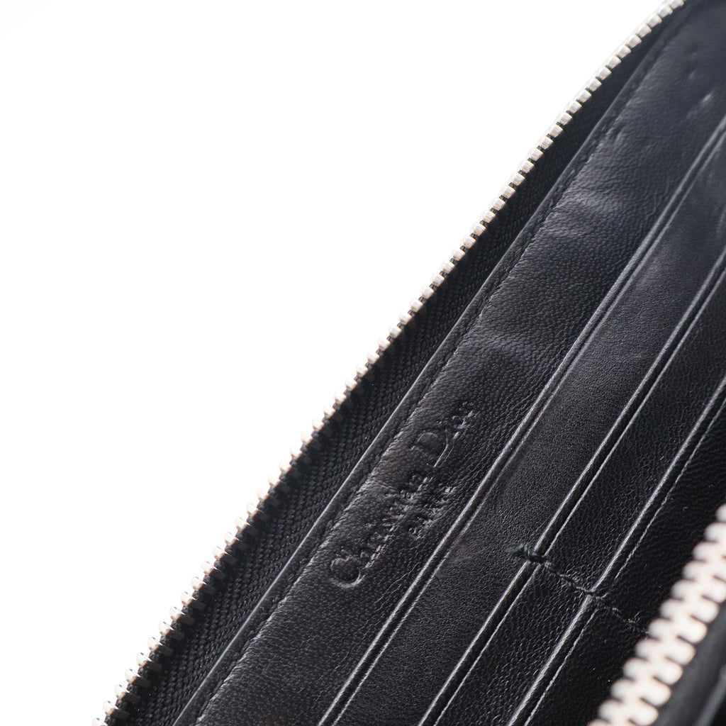Black Cannage Leather Lady Dior Flap Wallet