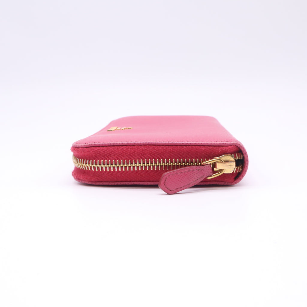 Prada Peonia Saffiano Metal Leather Zip Wallet Twins W22689