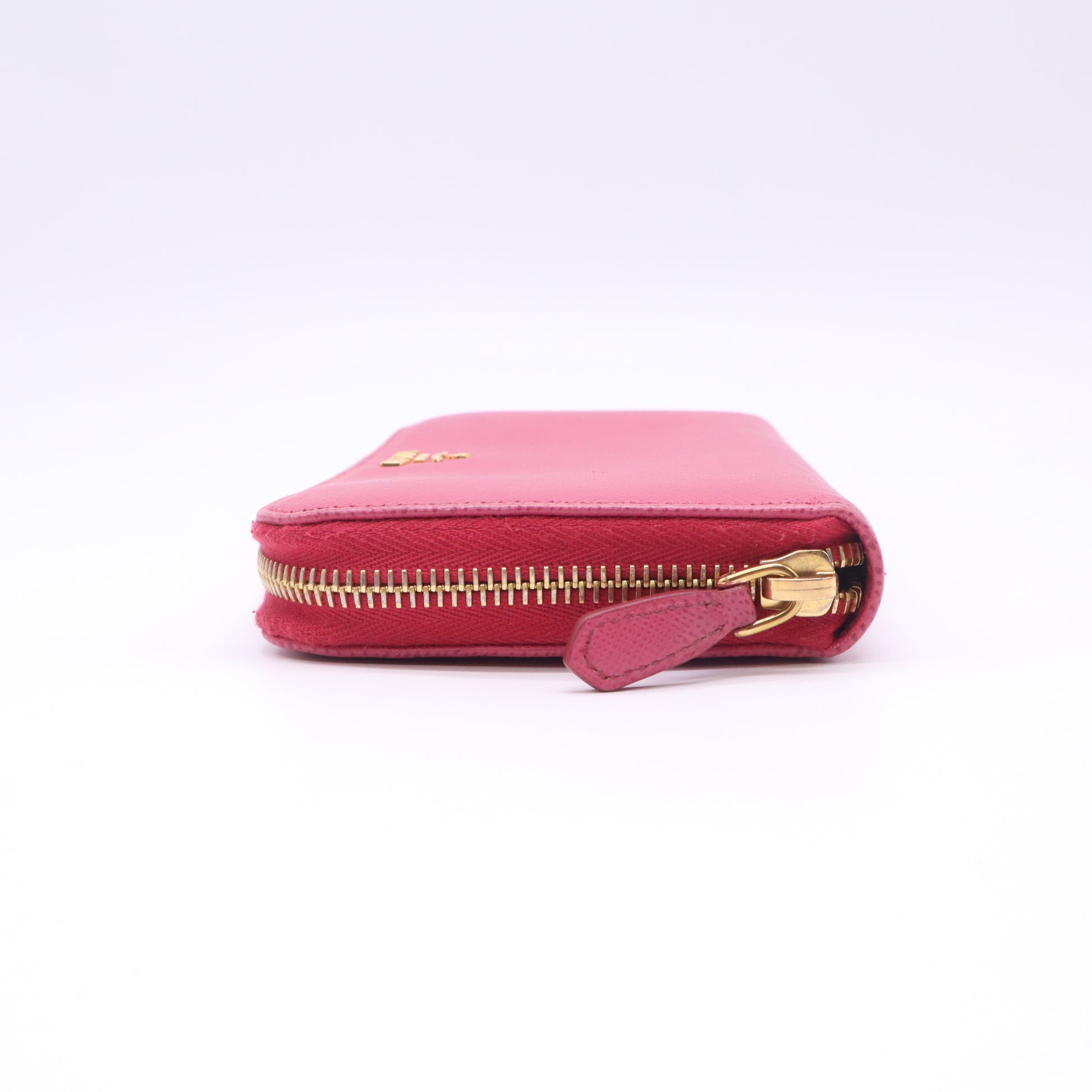Prada Peonia Saffiano Metal Leather Zip Wallet Twins W22689