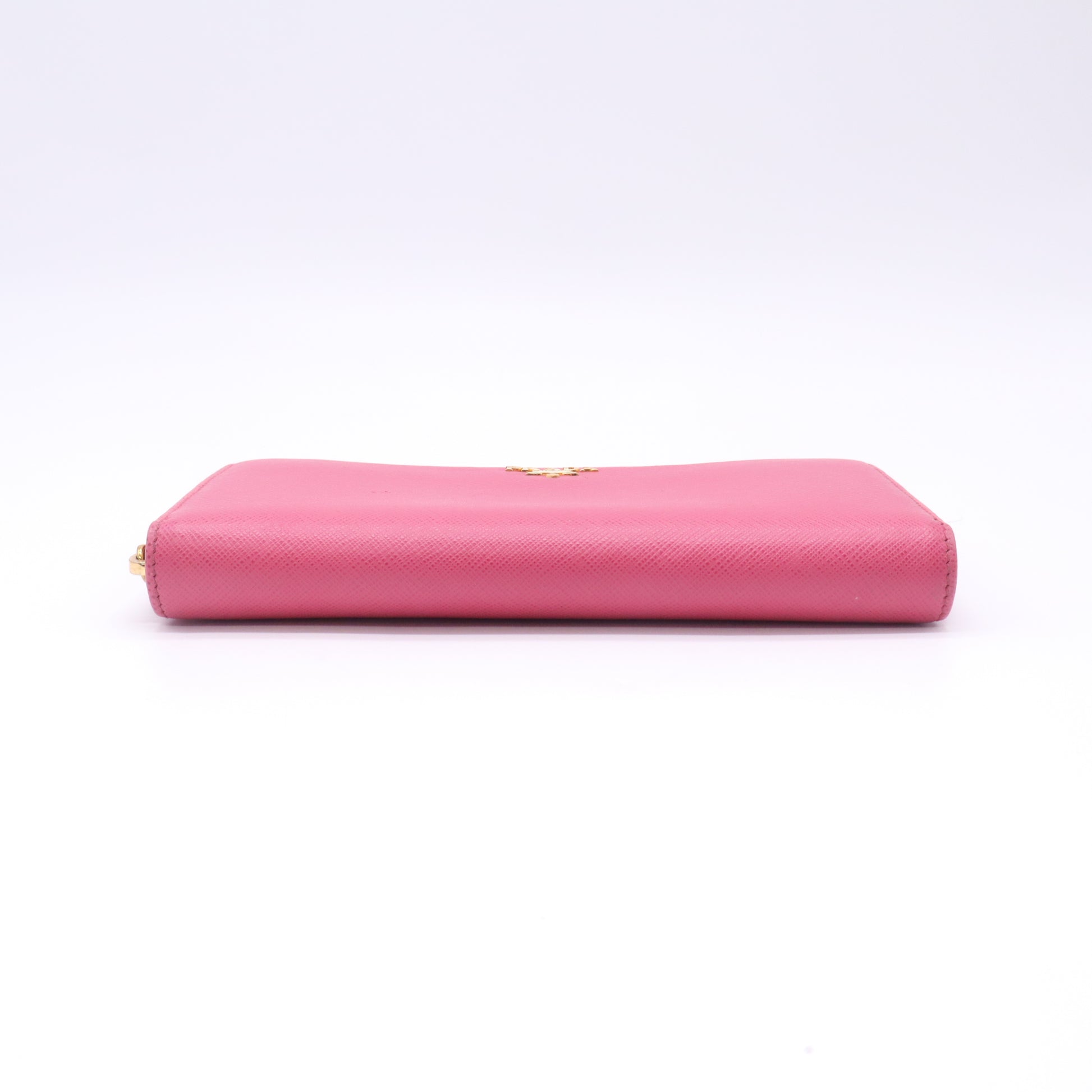 Prada Peonia Saffiano Metal Leather Zip Wallet Twins W22689