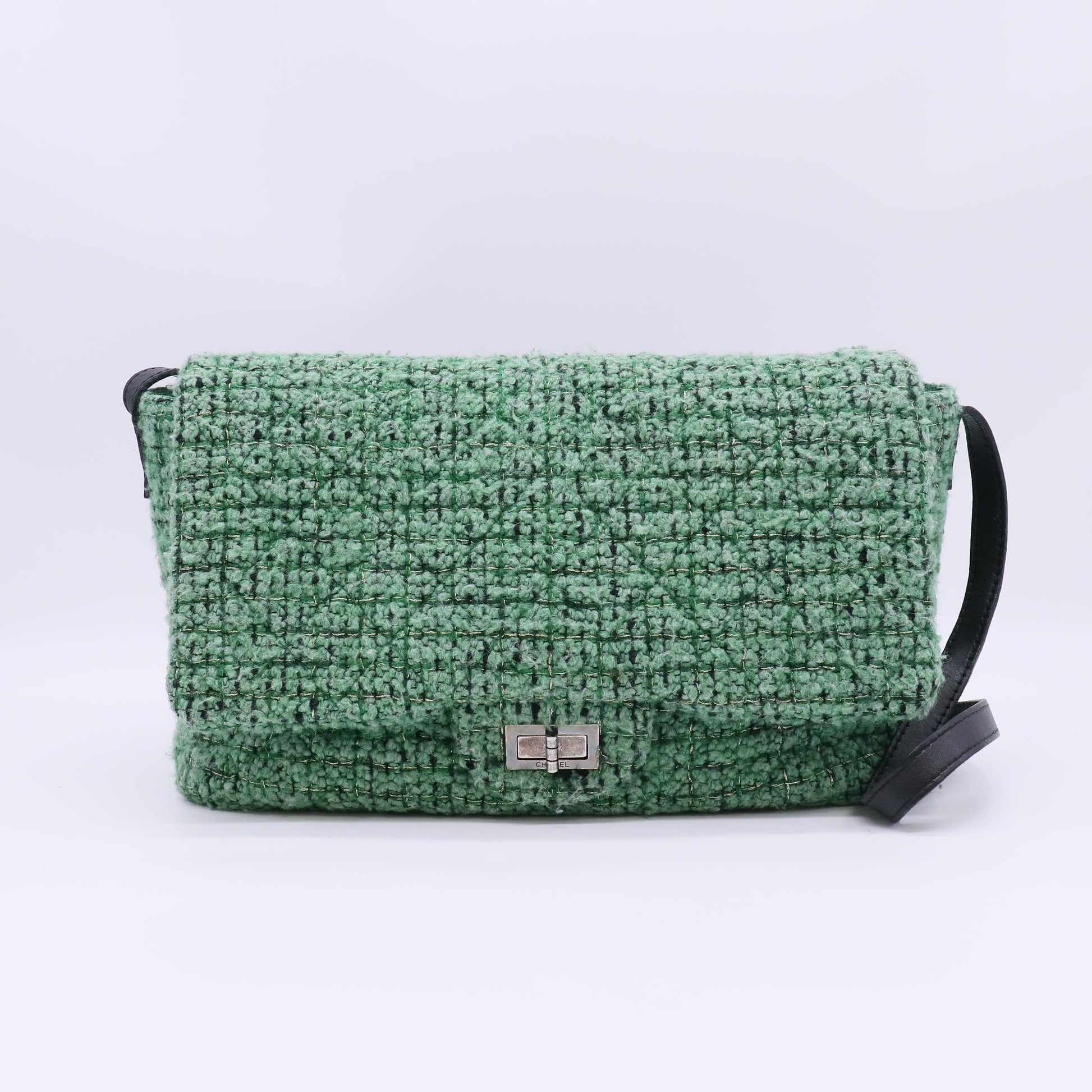 Chanel 2.55 227 Reissue Flap Tweed Green Twins LDJ5693