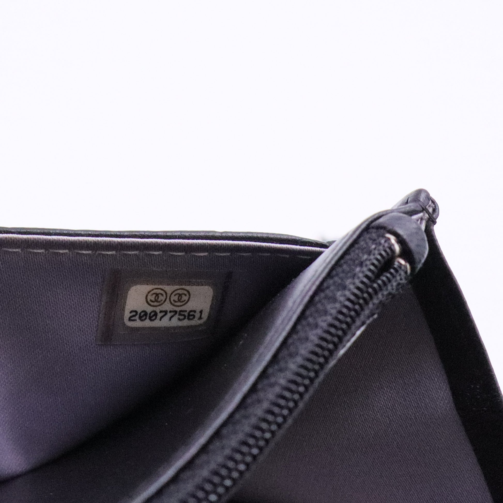 Black Lambskin Leather Camellia Embossed WOC Clutch Bag