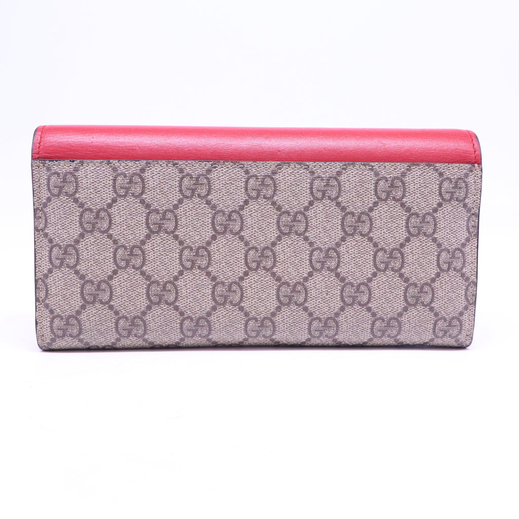 Beige/Red GG Supreme Canvas and Leather Continental Wallet W20689