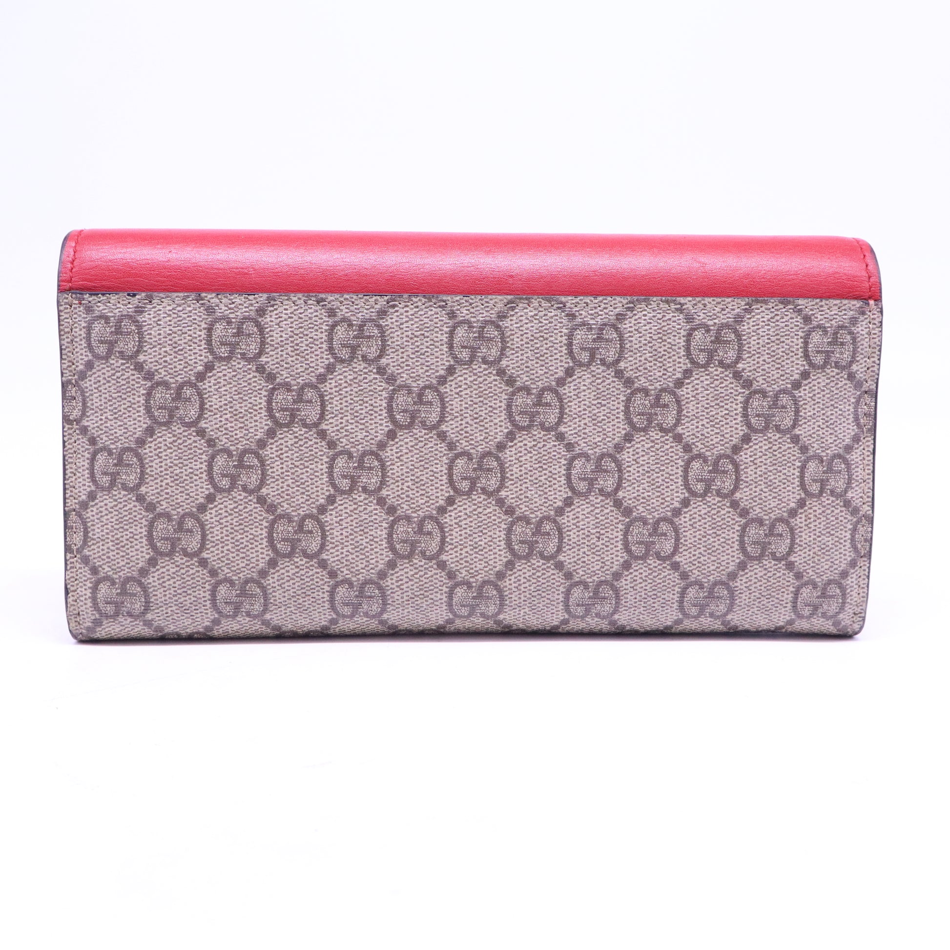 Beige/Red GG Supreme Canvas and Leather Continental Wallet W20689
