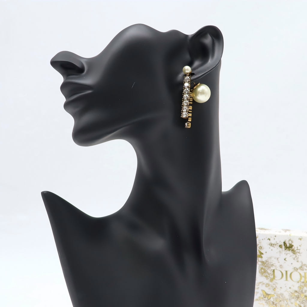 Christian Dior Tribales Rhinestone Bar Drop Earrings W21935