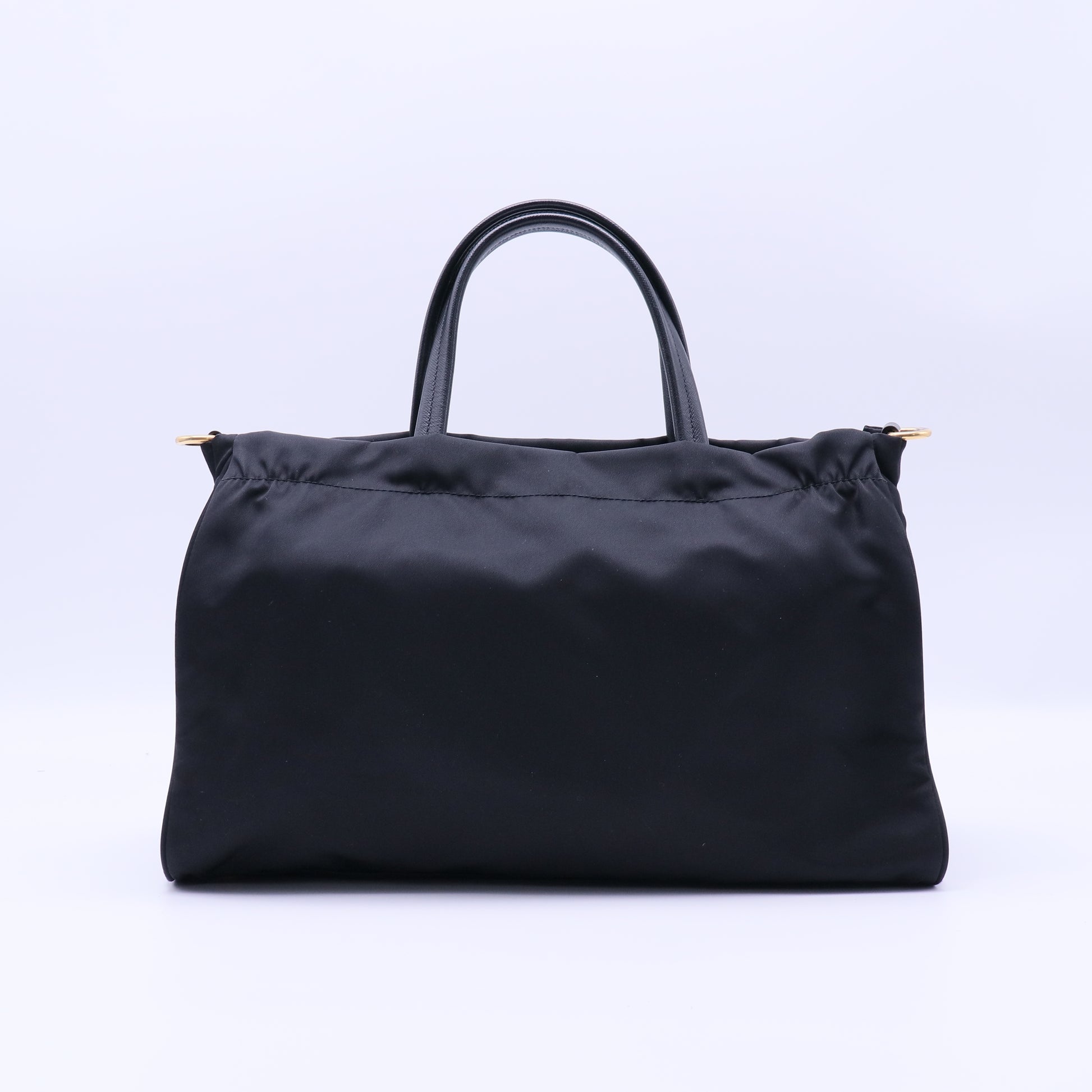 Prada Black Tessuto Nylon and Leather Trim Bauletto Bag twins  B21295