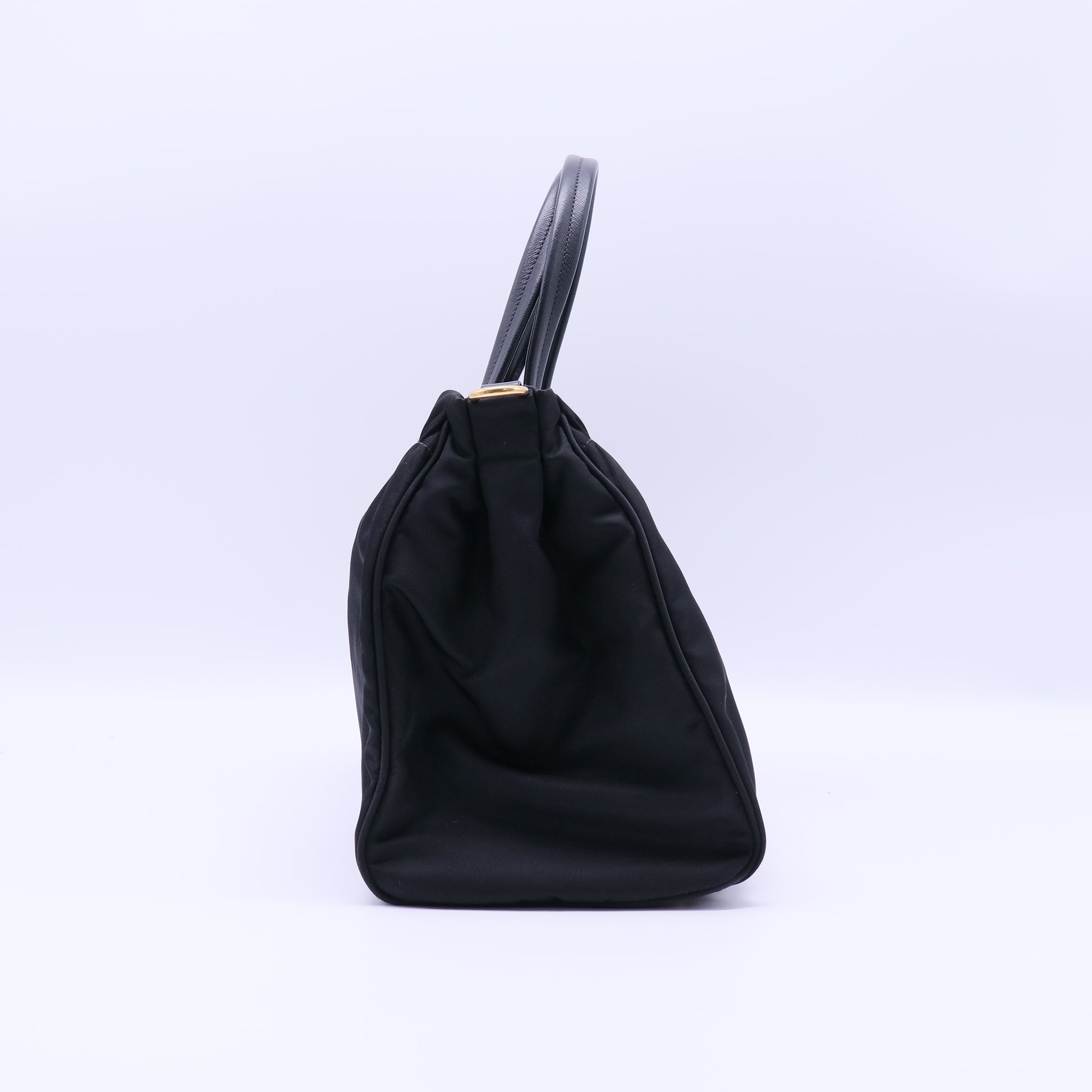 Prada Black Tessuto Nylon and Leather Trim Bauletto Bag twins  B21295