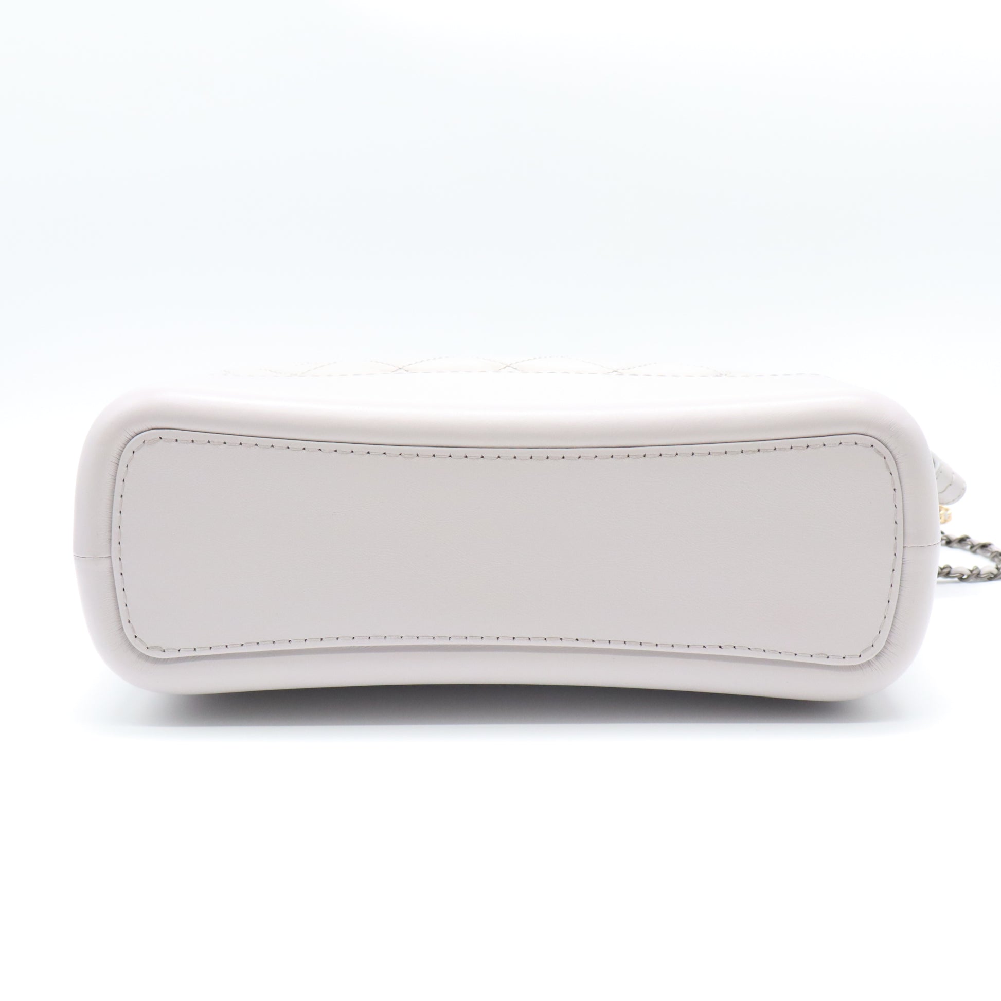 White Quilted Calfskin Leather Medium Gabrielle Hobo Bag LDM1510