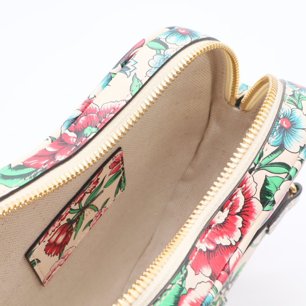 Multicolor Floral Printed Leather Interlocking G Heart Shoulder Bag