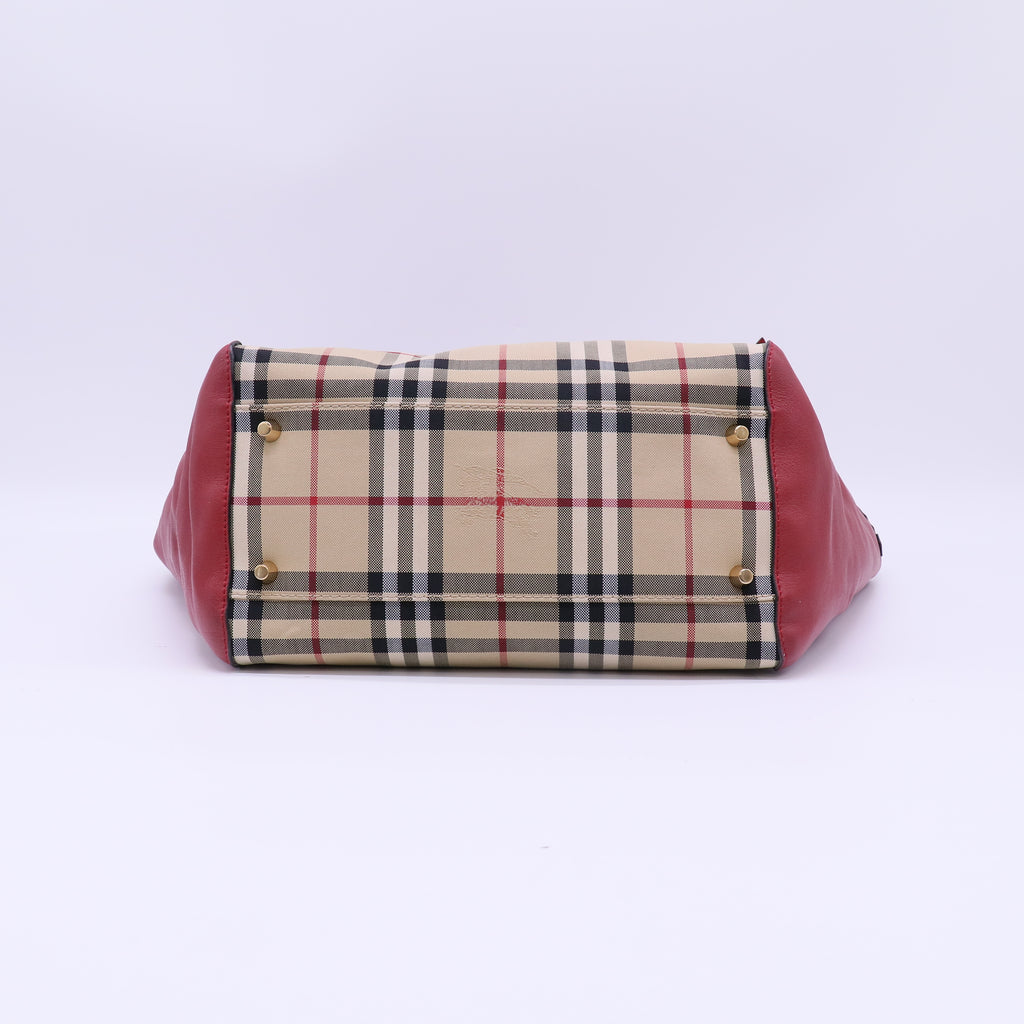 Burberry Small Haymarket Check Coated Canvas and Leather Canterbury Tote B22480