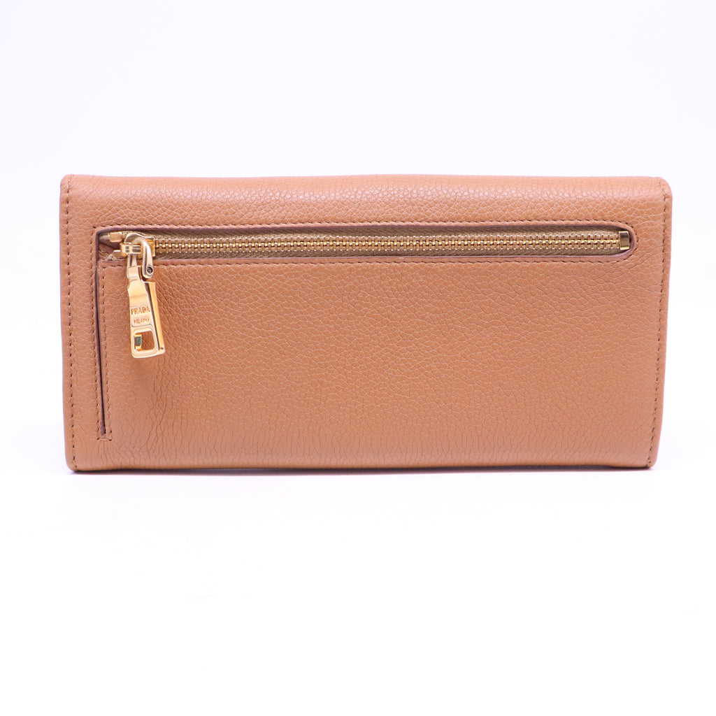 Caramel Saffiano Leather Flap Continental Wallet W20914