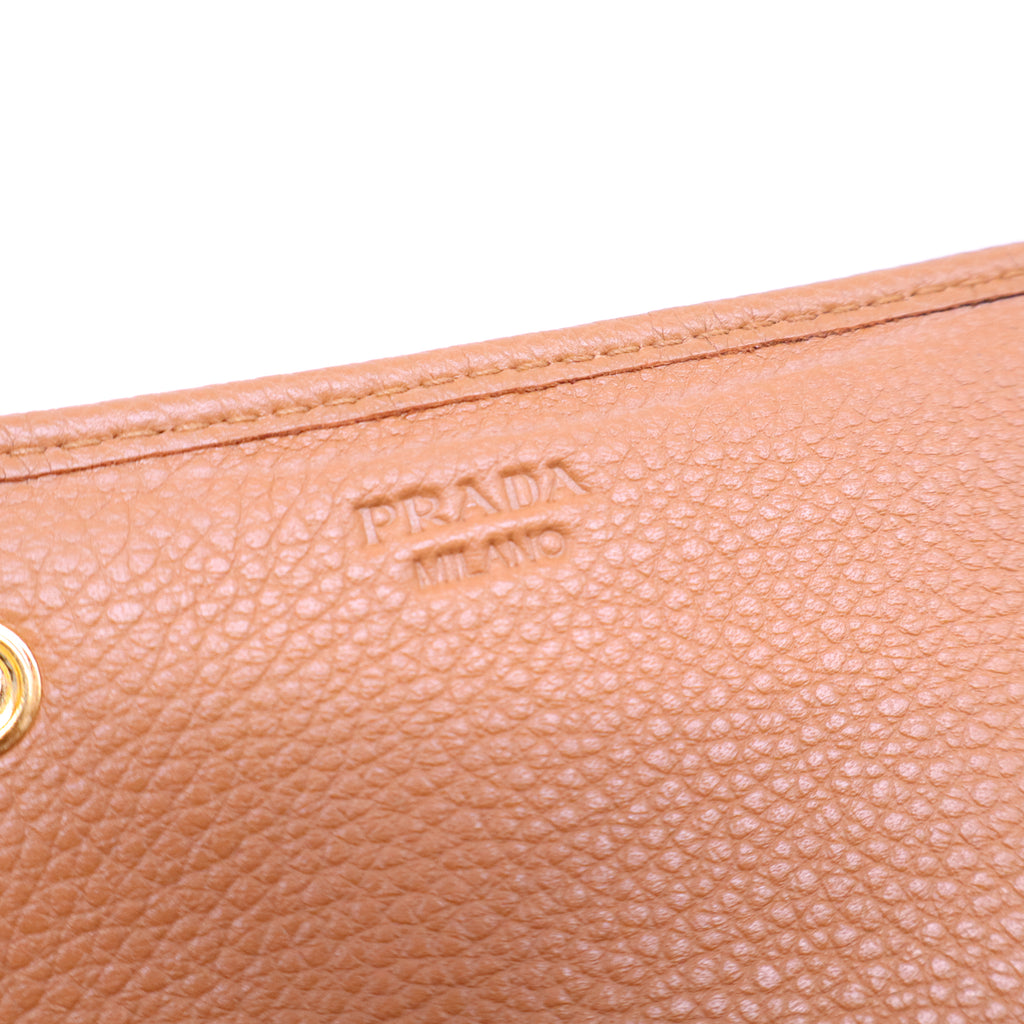 Prada Beige Saffiano Lux Leather Flap Continental Wallet W20914