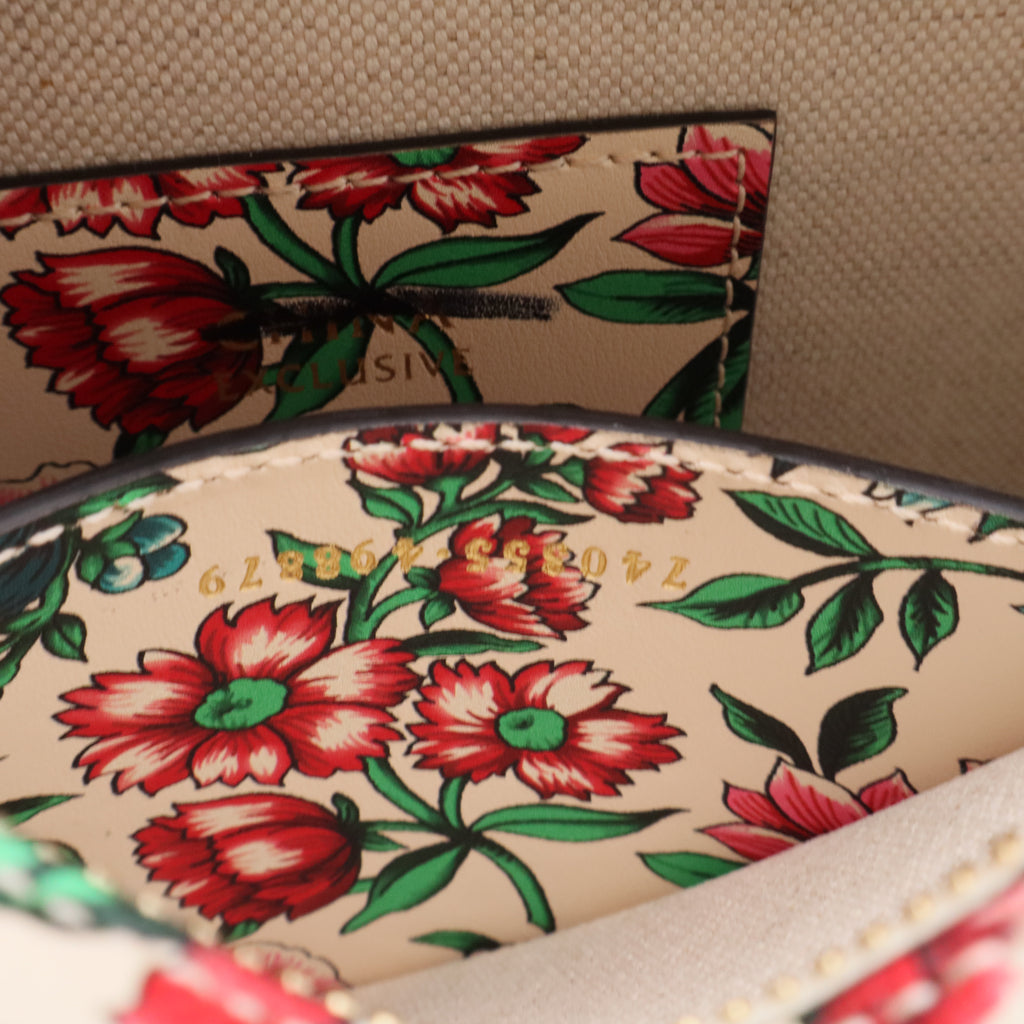 Multicolor Floral Printed Leather Interlocking G Heart Shoulder Bag