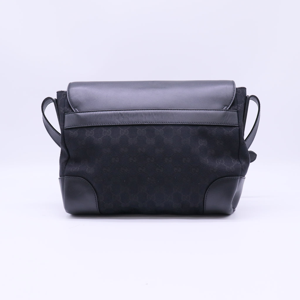 Gucci GG Canvas Leather Flap Messenger Bag B22440