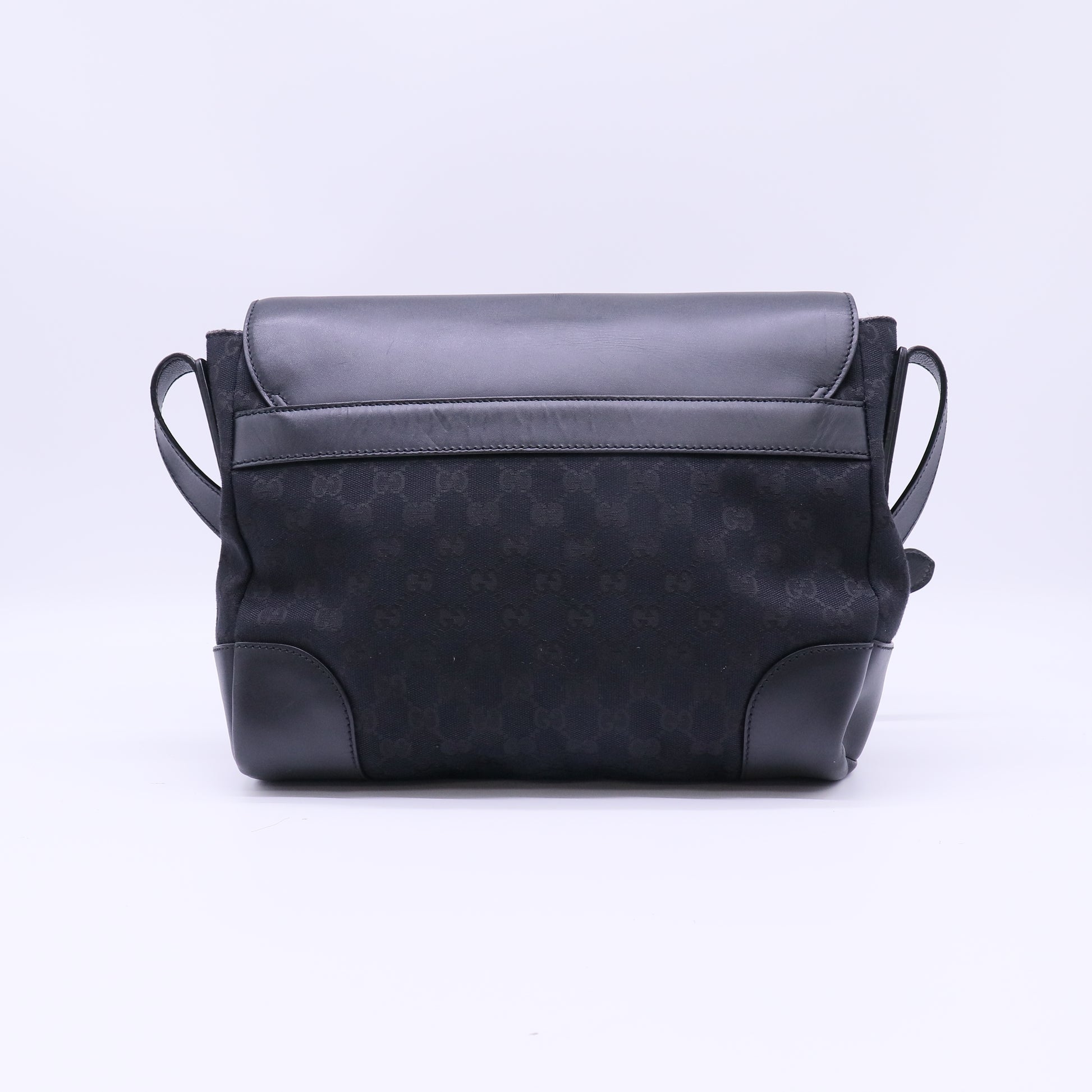 Gucci GG Canvas Leather Flap Messenger Bag B22440