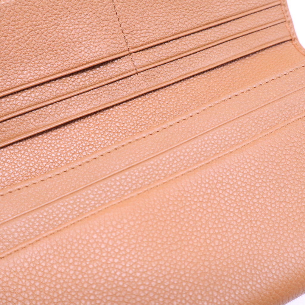 Prada Beige Saffiano Lux Leather Flap Continental Wallet W20914