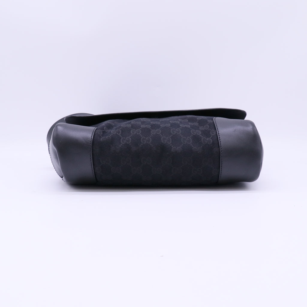Gucci GG Canvas Leather Flap Messenger Bag B22440