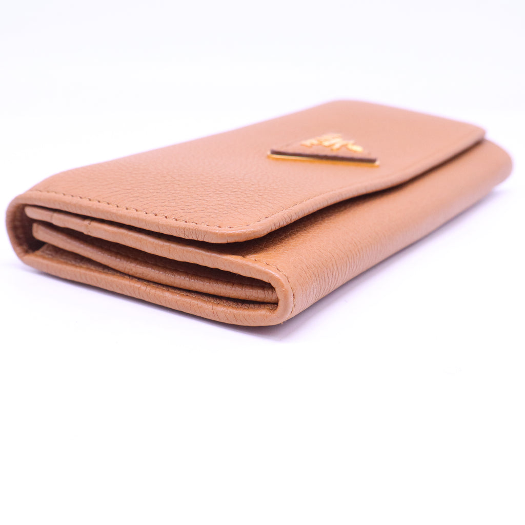 Caramel Saffiano Leather Flap Continental Wallet W20914