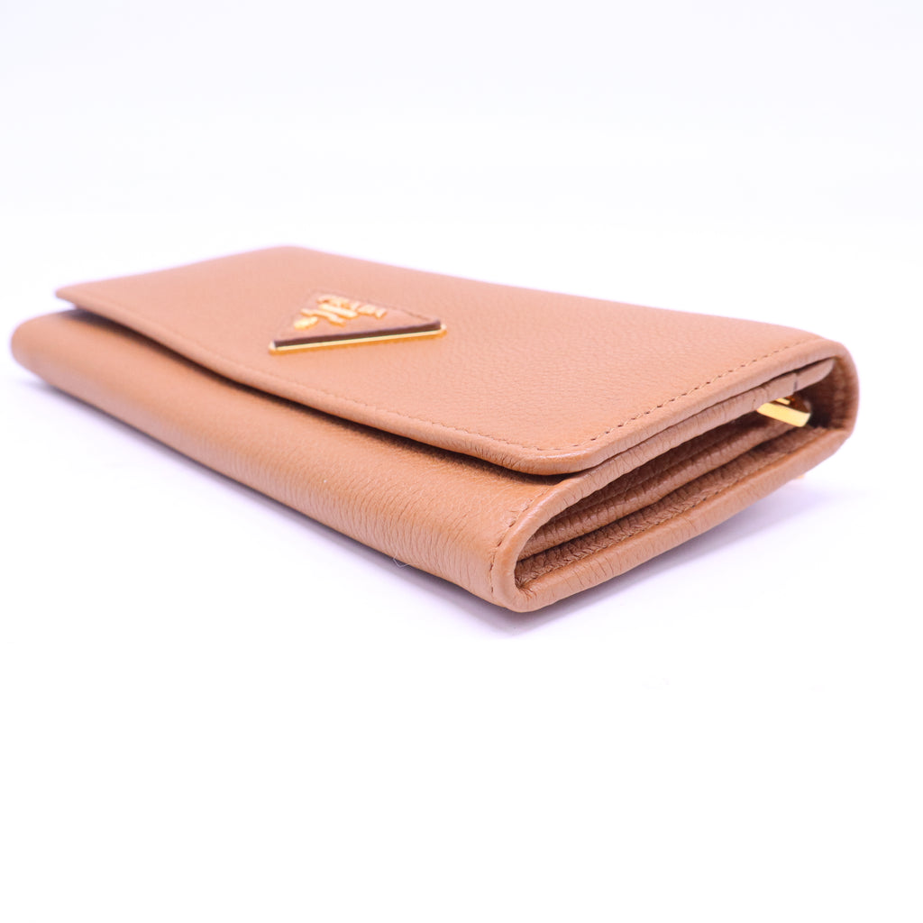 Caramel Saffiano Leather Flap Continental Wallet W20914