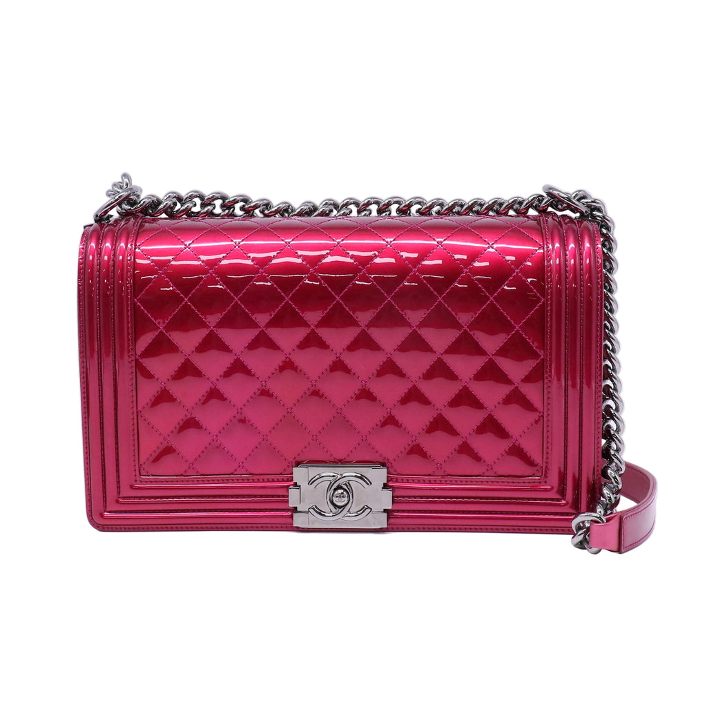 Boy Flap Bag Quilted Patent Medium Twins B22336